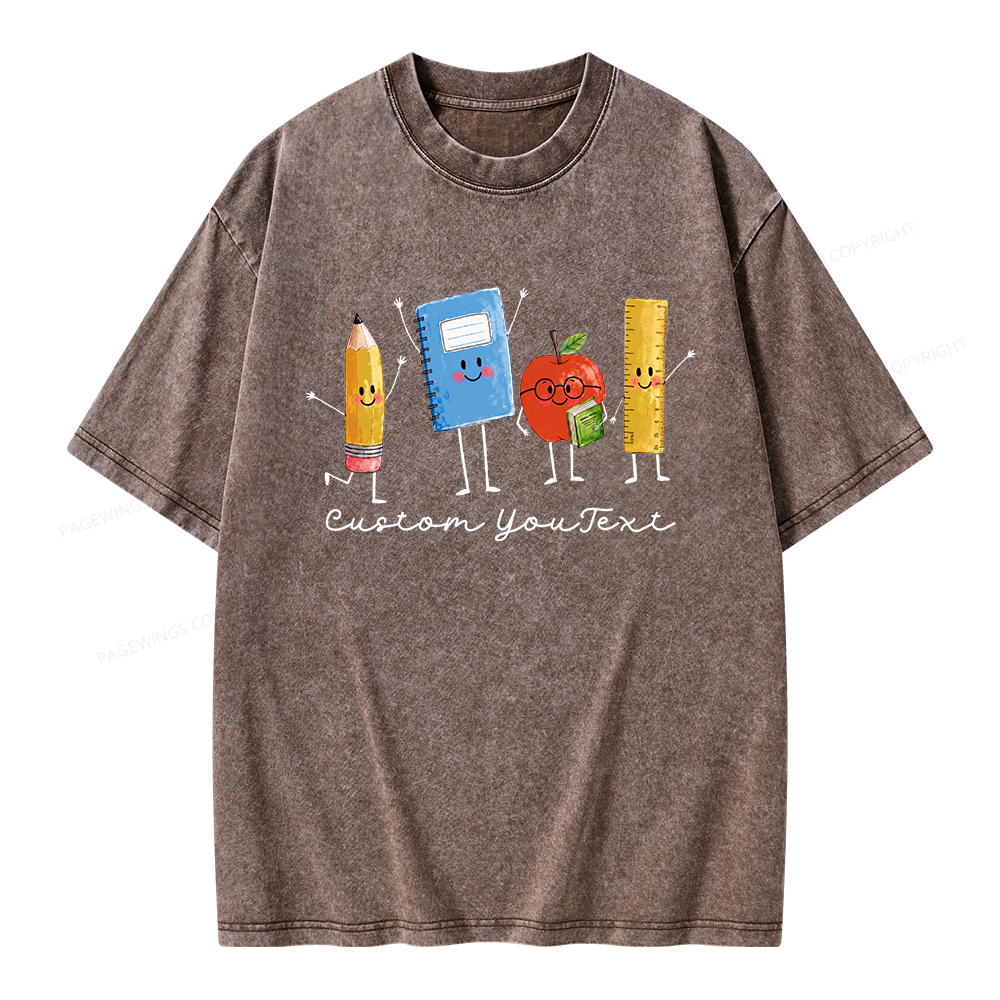 Pagewing Personalized Back to School Unisex Washed T-shirt