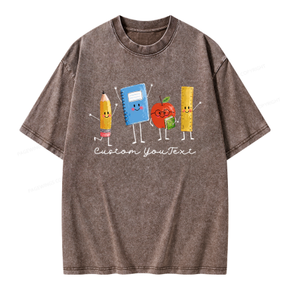 Pagewing Personalized Back to School Unisex Washed T-shirt