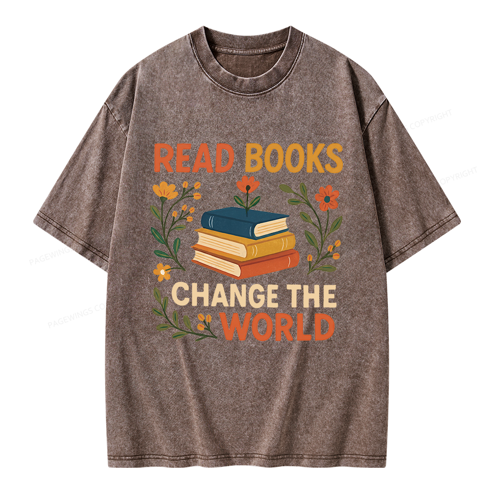 Pagewing Read Books Change the World Unisex Washed T-shirt