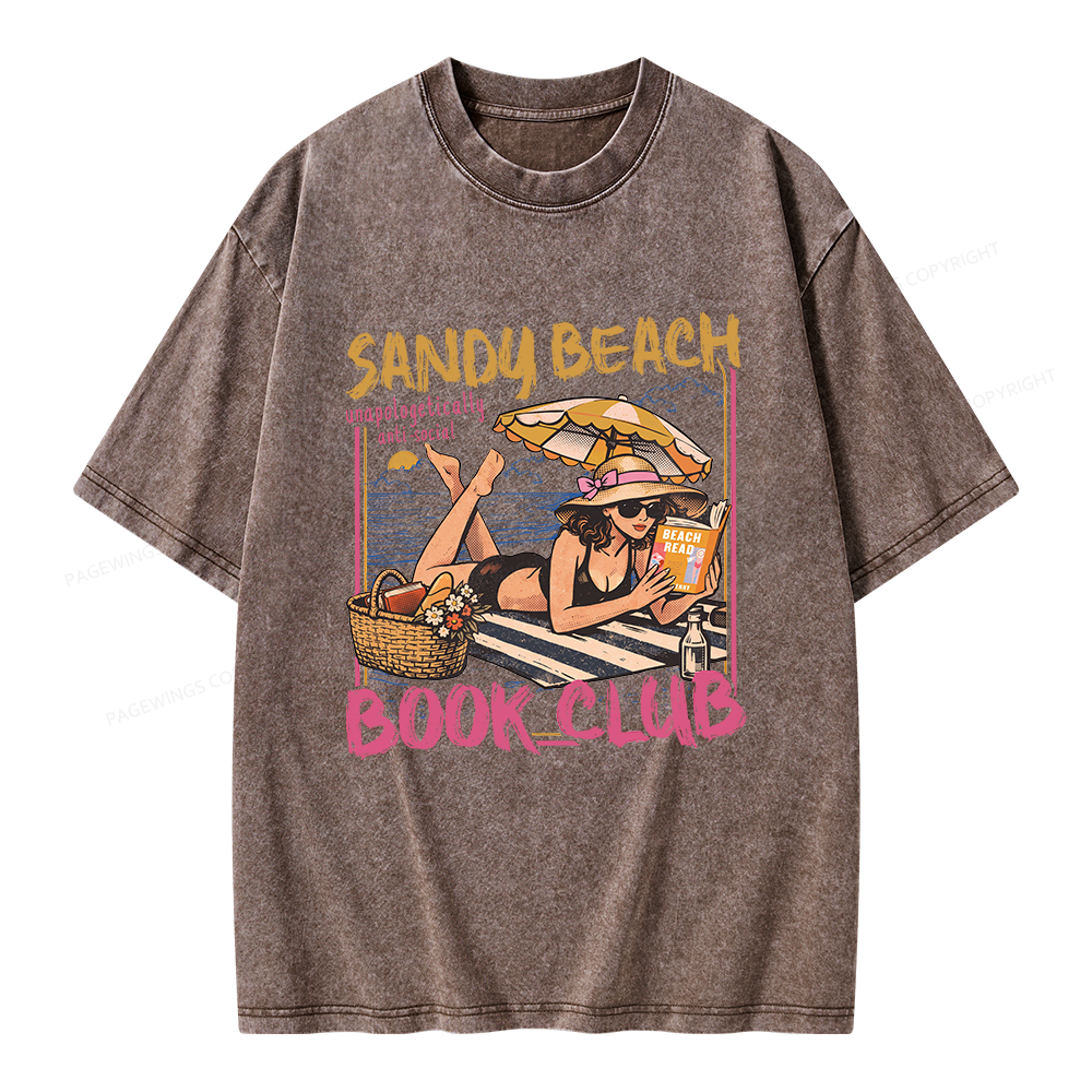 Pagewing Sandy Beach Book Club Unisex Washed T-shirt