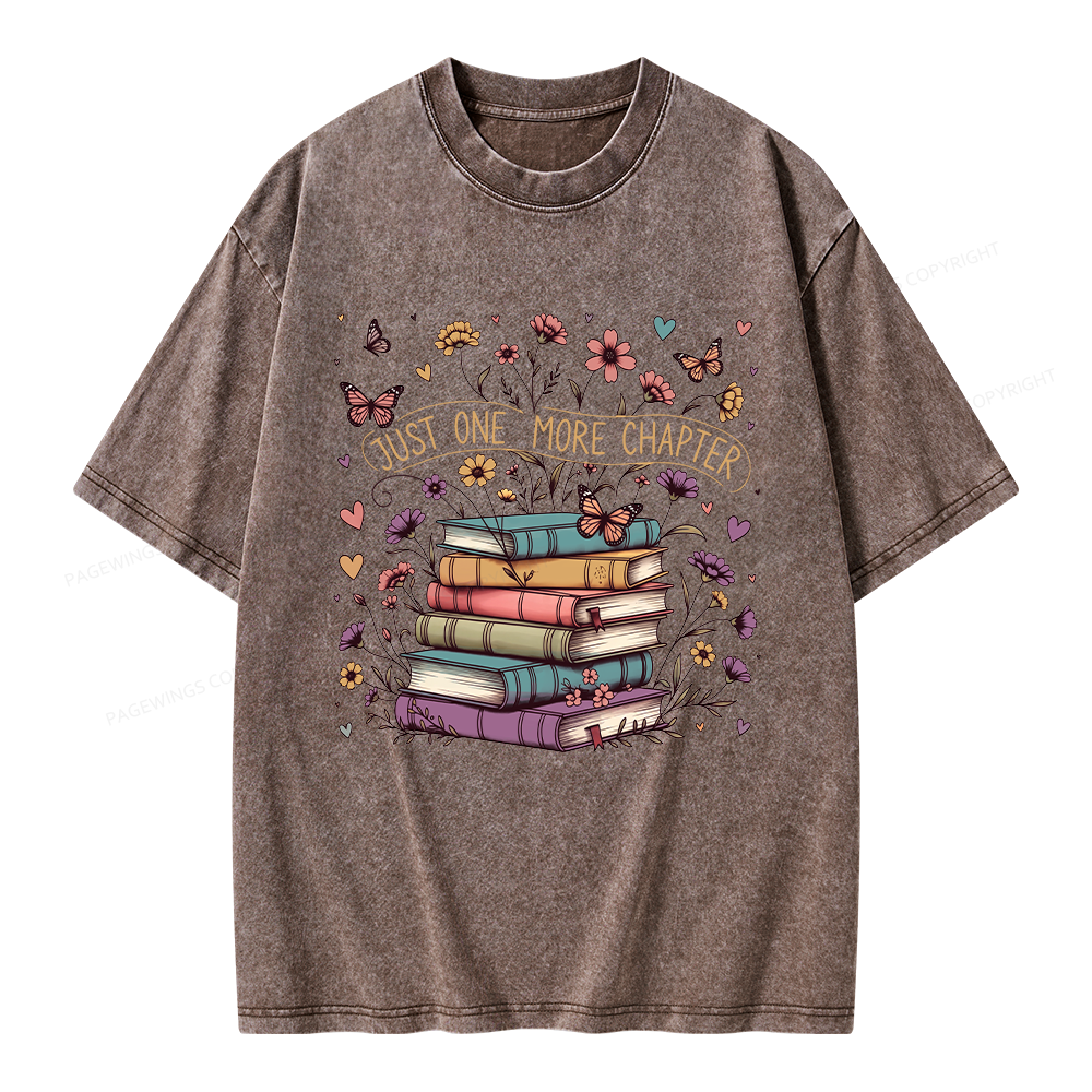 Pagewing Floral Books Unisex Washed T-shirt