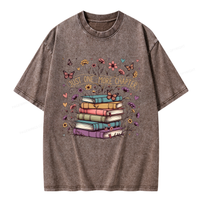 Pagewing Floral Books Unisex Washed T-shirt