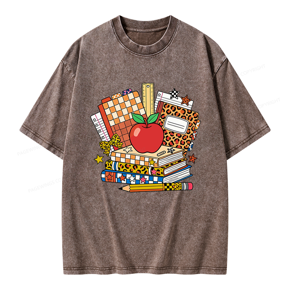 Pagewing Coquette Back To School Unisex Washed T-shirt