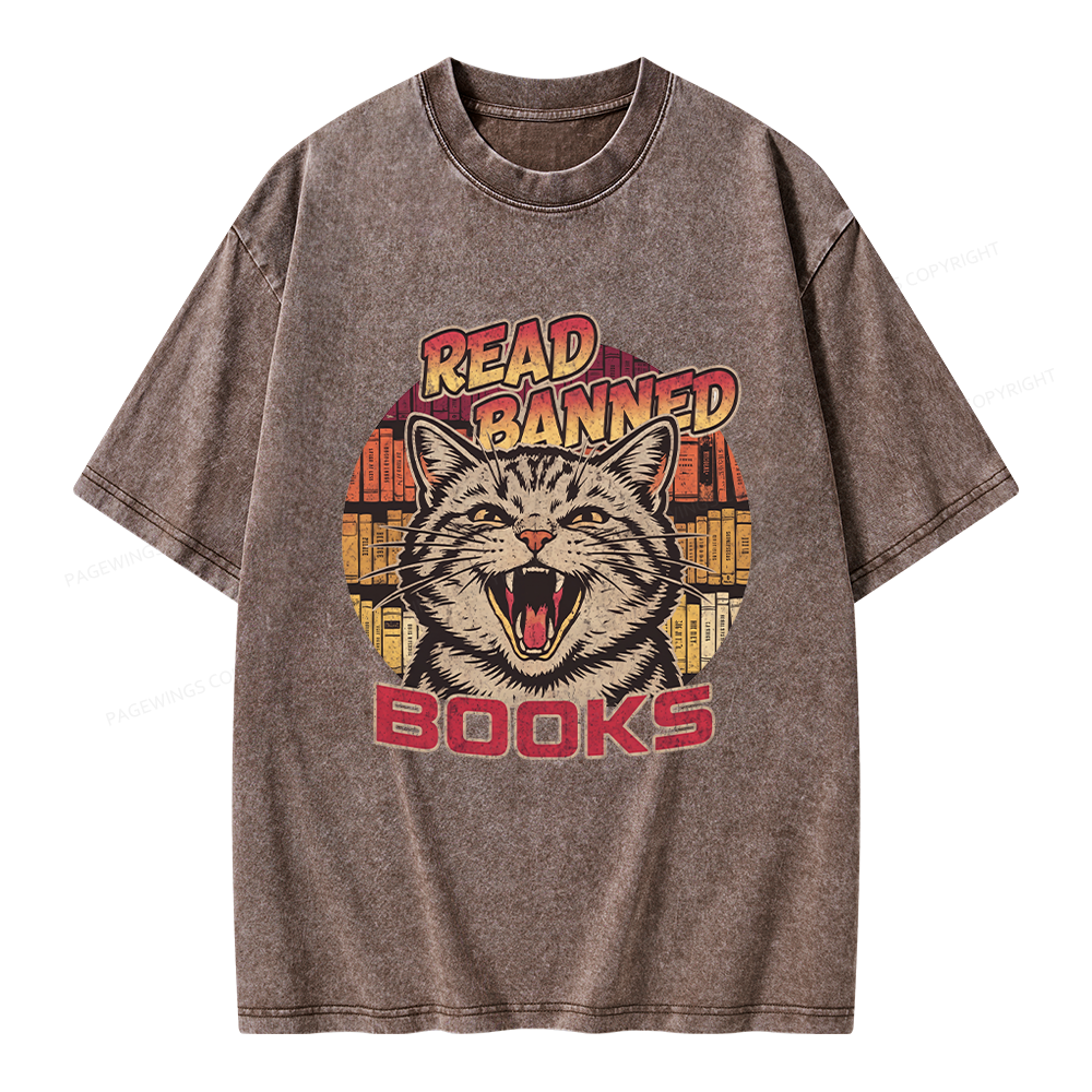 Pagewing Read Banned Books Unisex Washed T-shirt