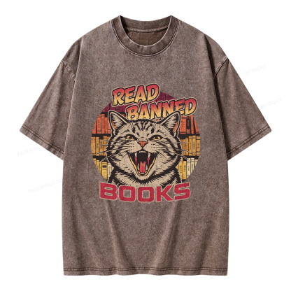 Pagewing Read Banned Books Unisex Washed T-shirt