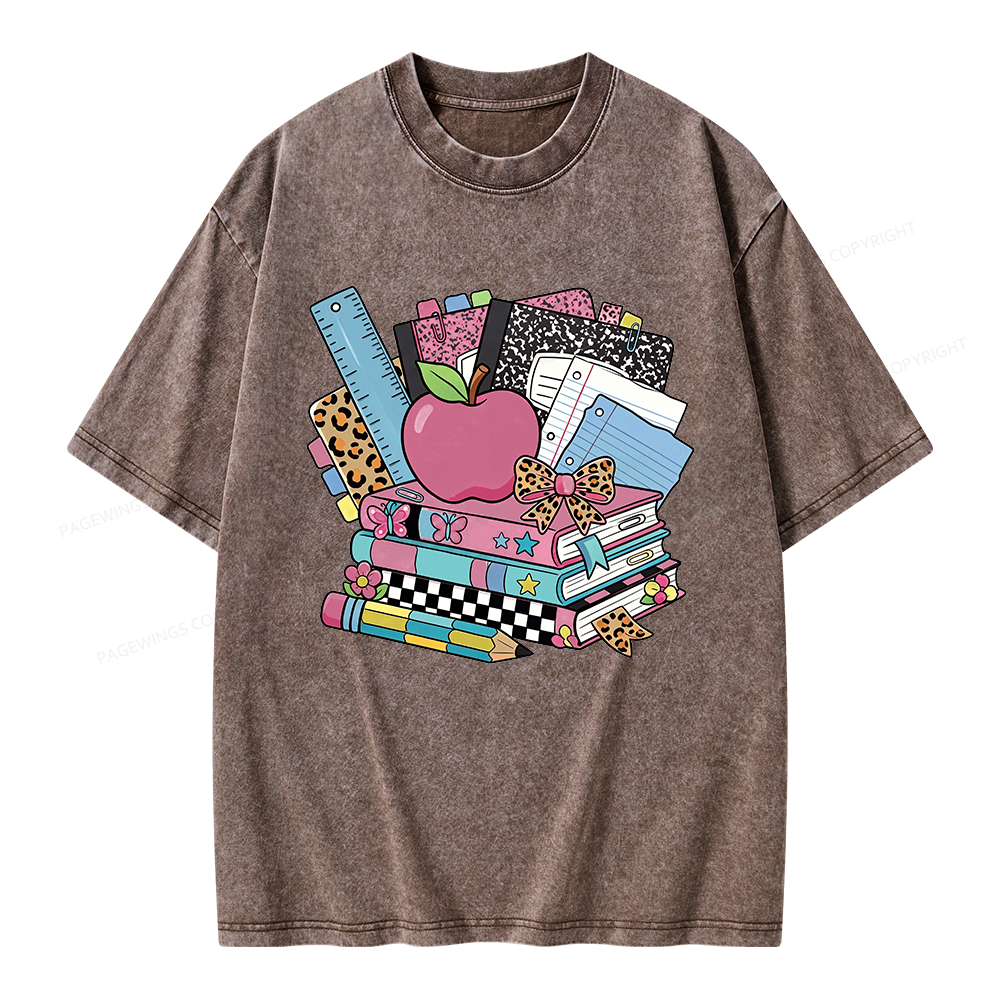 Pagewing Retro School Unisex Washed T-shirt