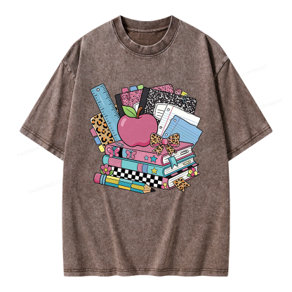 Pagewing Retro School Unisex Washed T-shirt