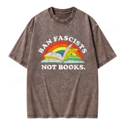 Pagewing Ban Fascists Not Books Unisex Washed T-shirt