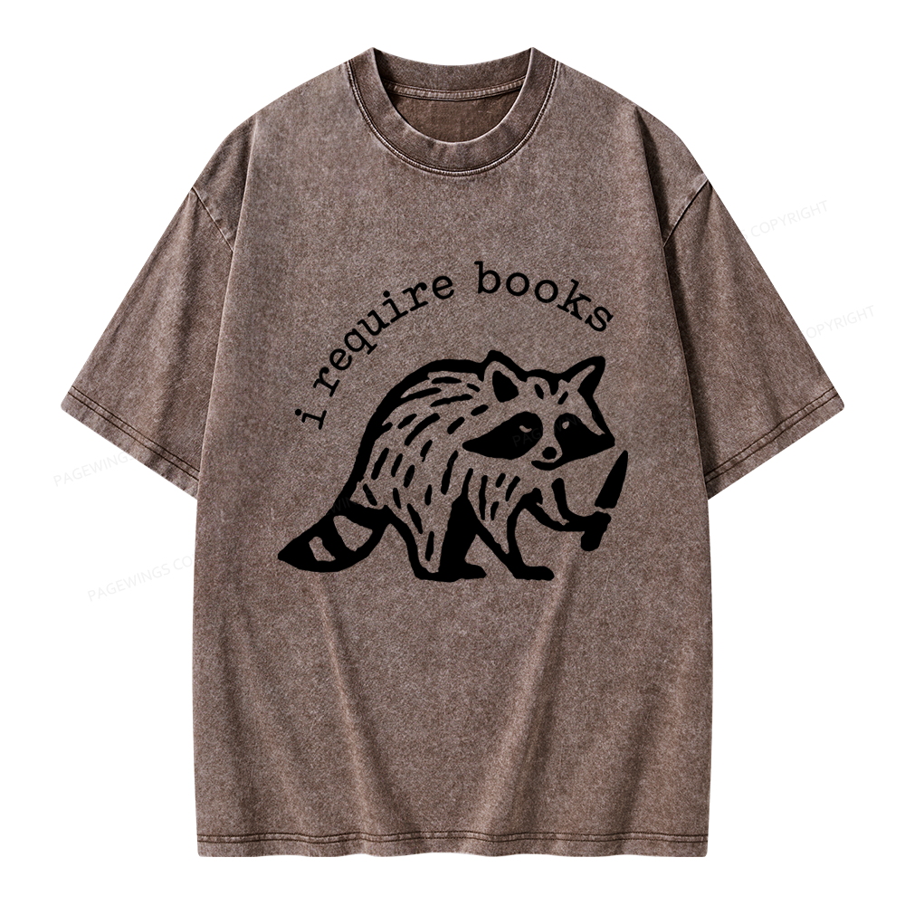 Pagewings I Require Books Unisex Washed T-shirt