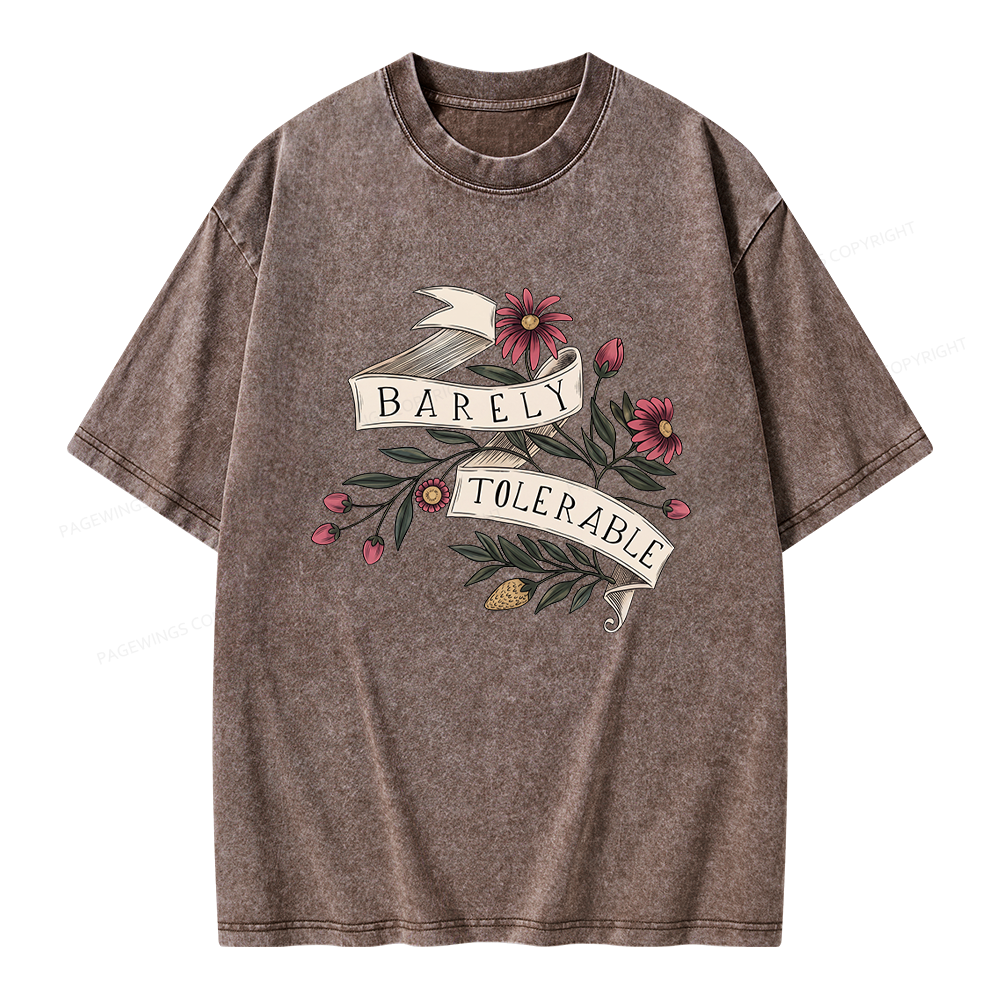 Pagewings Barely Tolerable Unisex Washed T-shirt