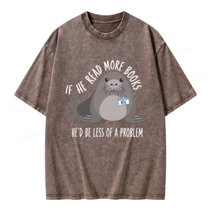 Pagewings If He Read More Books Unisex Washed T-shirt