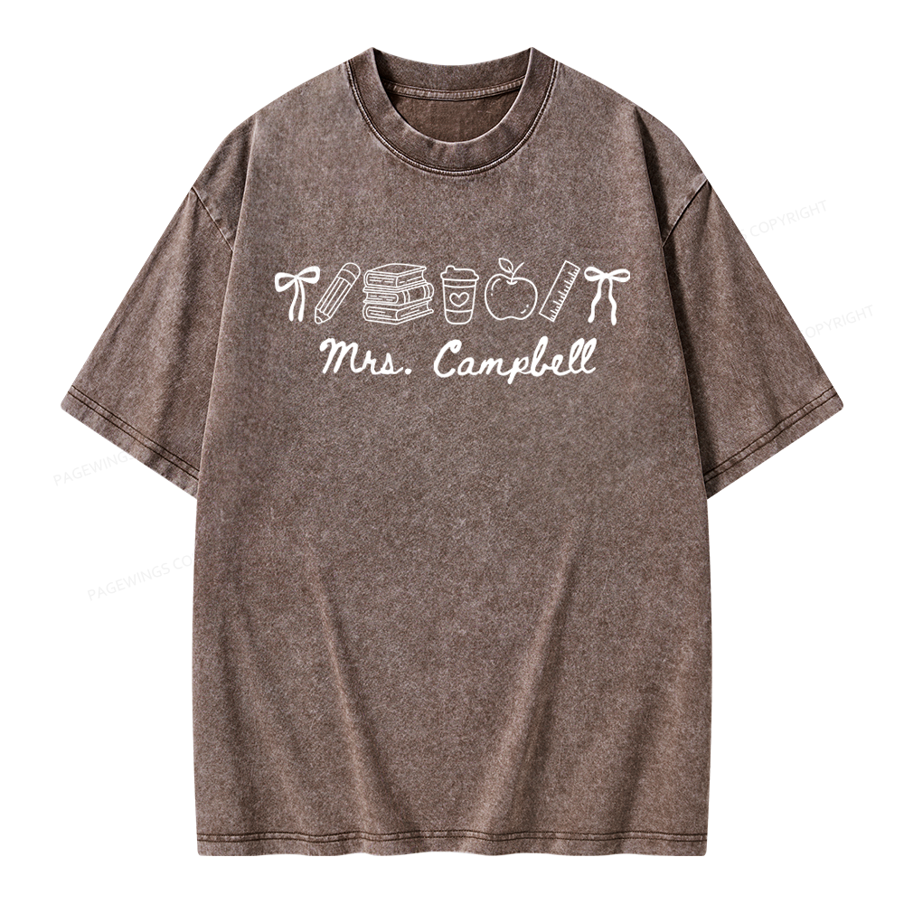 Pagewings Personalized Name Teacher Unisex Washed T-shirt