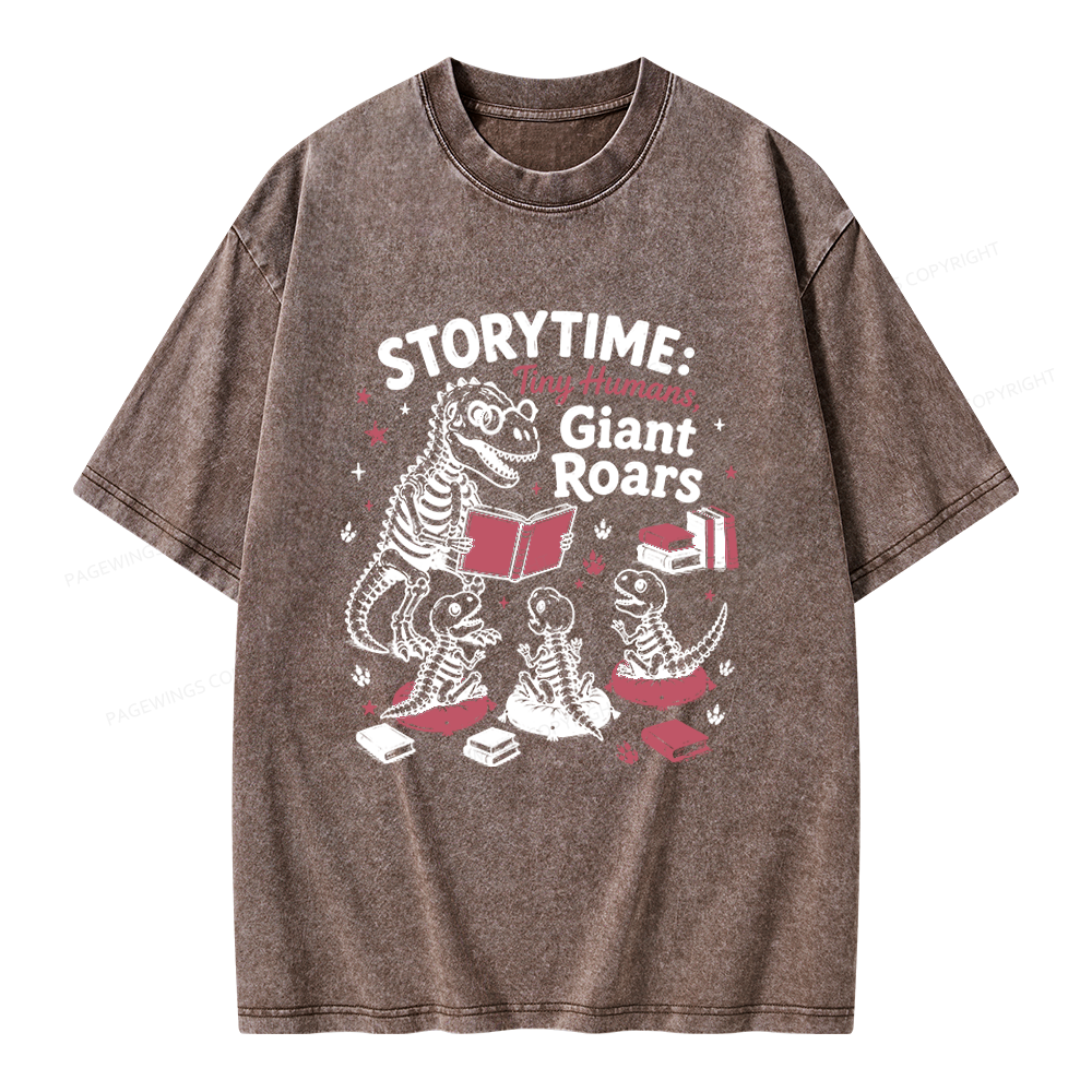 Pagewings School Librarian Dinosaur Unisex Washed T-shirt