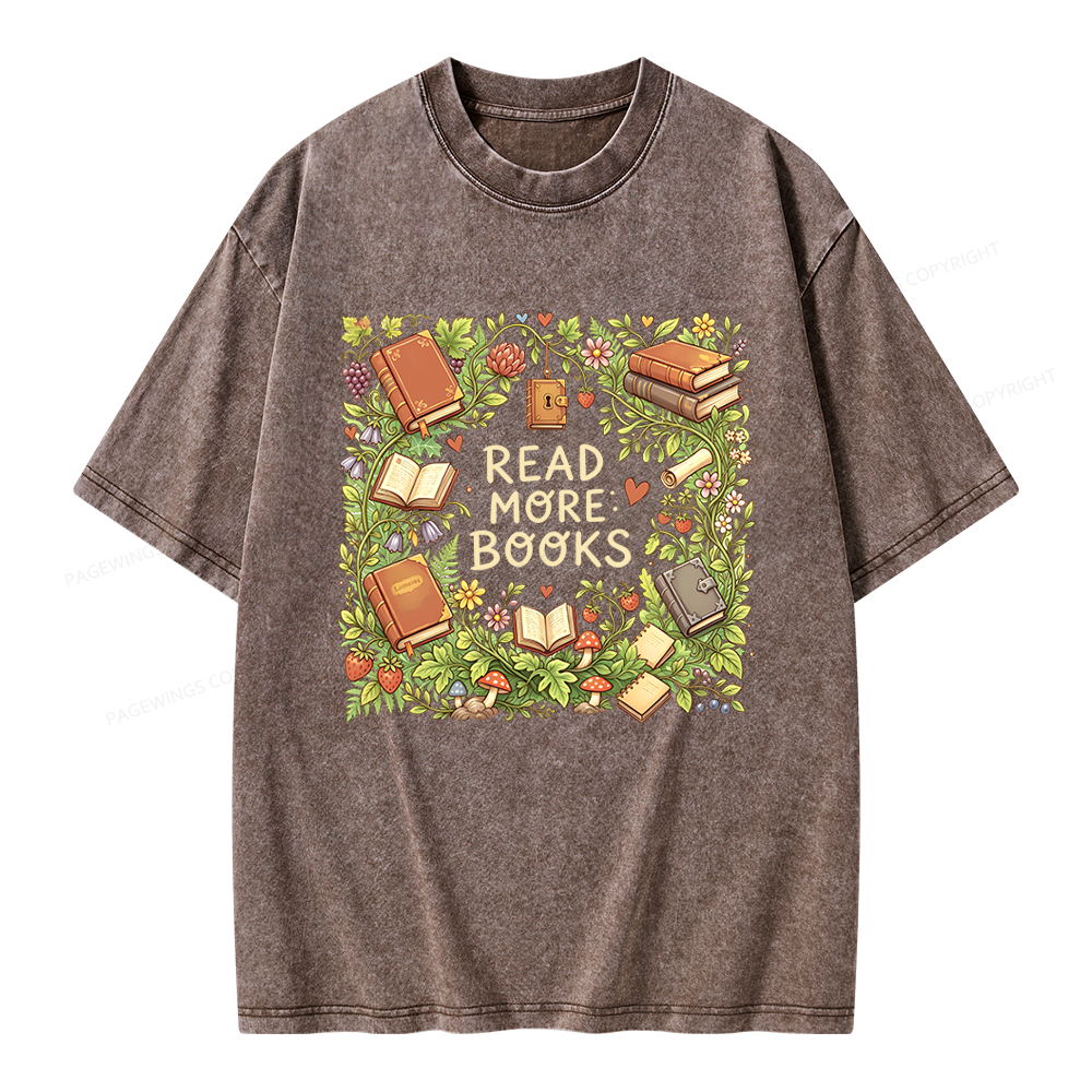 Pagewings Read More Books Unisex Washed T-shirt