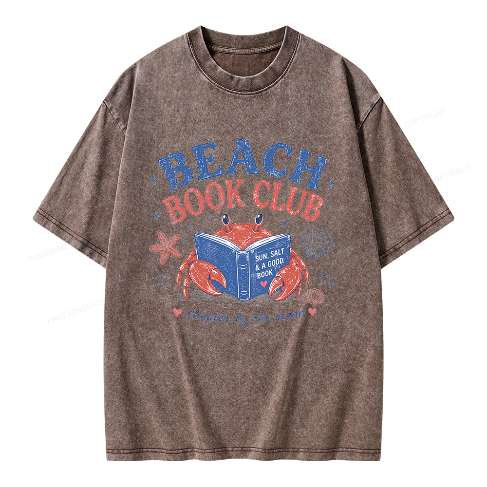 Pagewings Beach Book Club Unisex Washed T-shirt