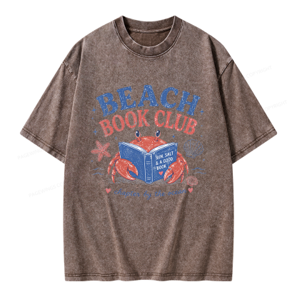 Pagewings Beach Book Club Unisex Washed T-shirt
