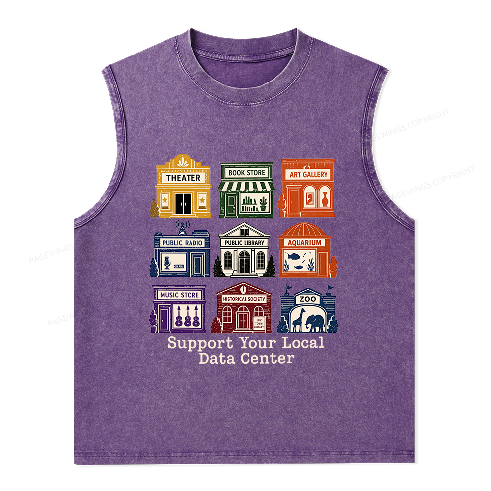 Pagewing Support Your Local Data Center16102 Bookish Unisex Washed Tank Top