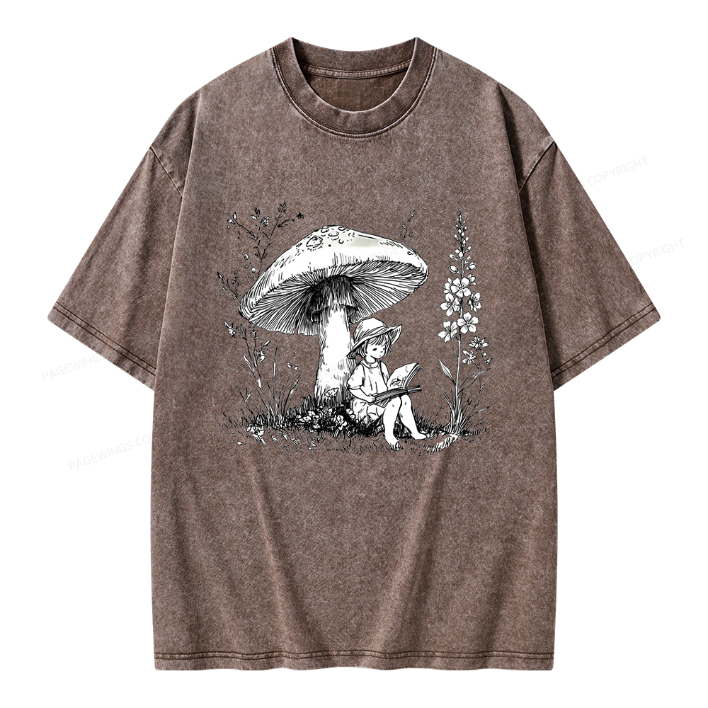 Pagewings Woodland Girl Reading Unisex Washed T-shirt