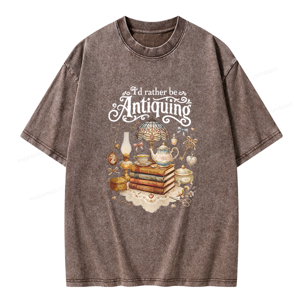 Pagewings I’d Rather Be Antiquing Unisex Washed T-shirt