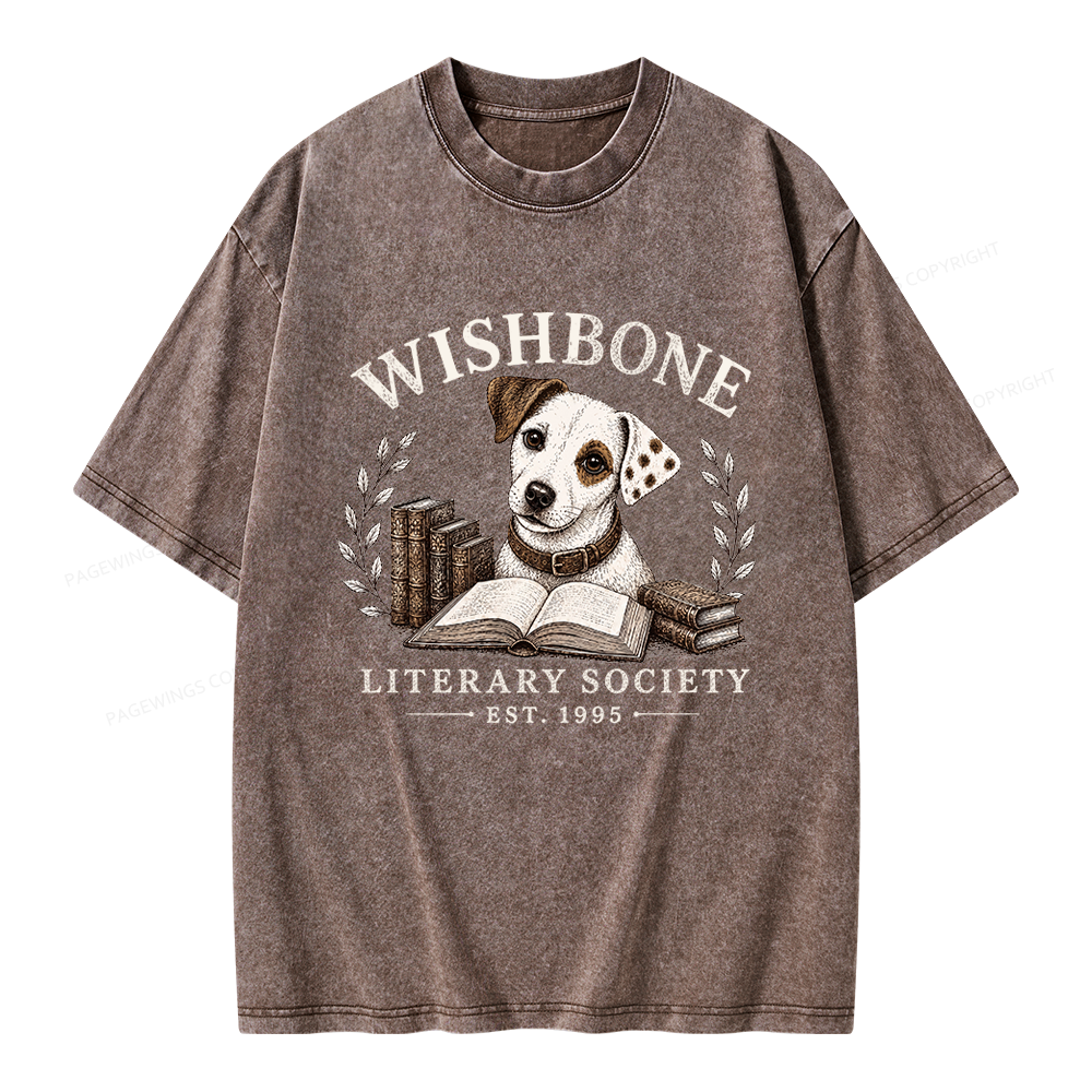 Pagewings Wishbone Literary Society Unisex Washed T-shirt