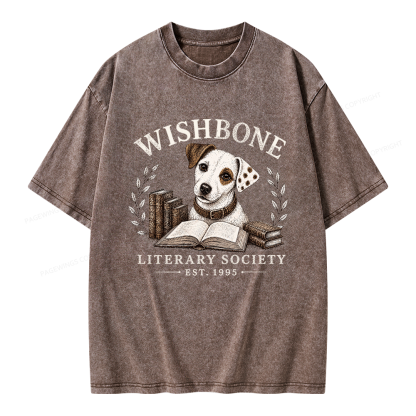 Pagewings Wishbone Literary Society Unisex Washed T-shirt