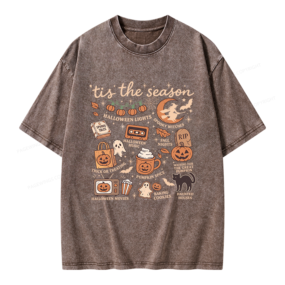 Pagewing Vintage Halloween Unisex Washed T-shirt