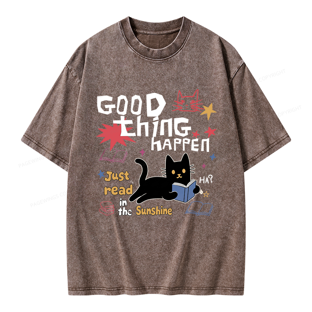 Pagewing Good Thing Happen Weird Unisex Washed T-shirt