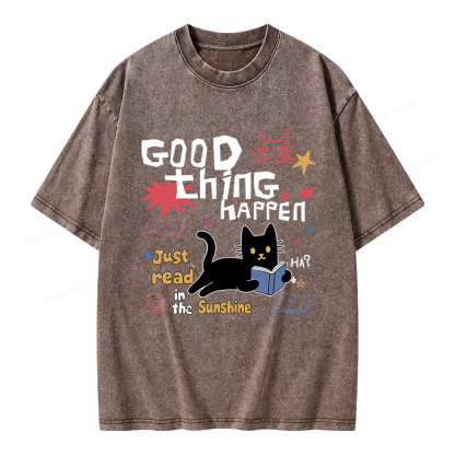 Pagewing Good Thing Happen Weird Unisex Washed T-shirt
