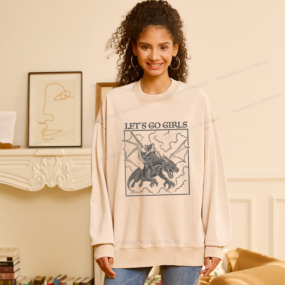 Pagewing Let's Go Girls16145 Read Unisex Washed Sweatshirt