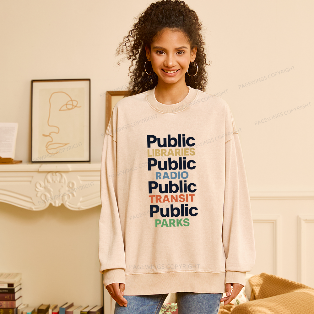 Pagewings Public Libraries15687 Read Unisex Washed Sweatshirt