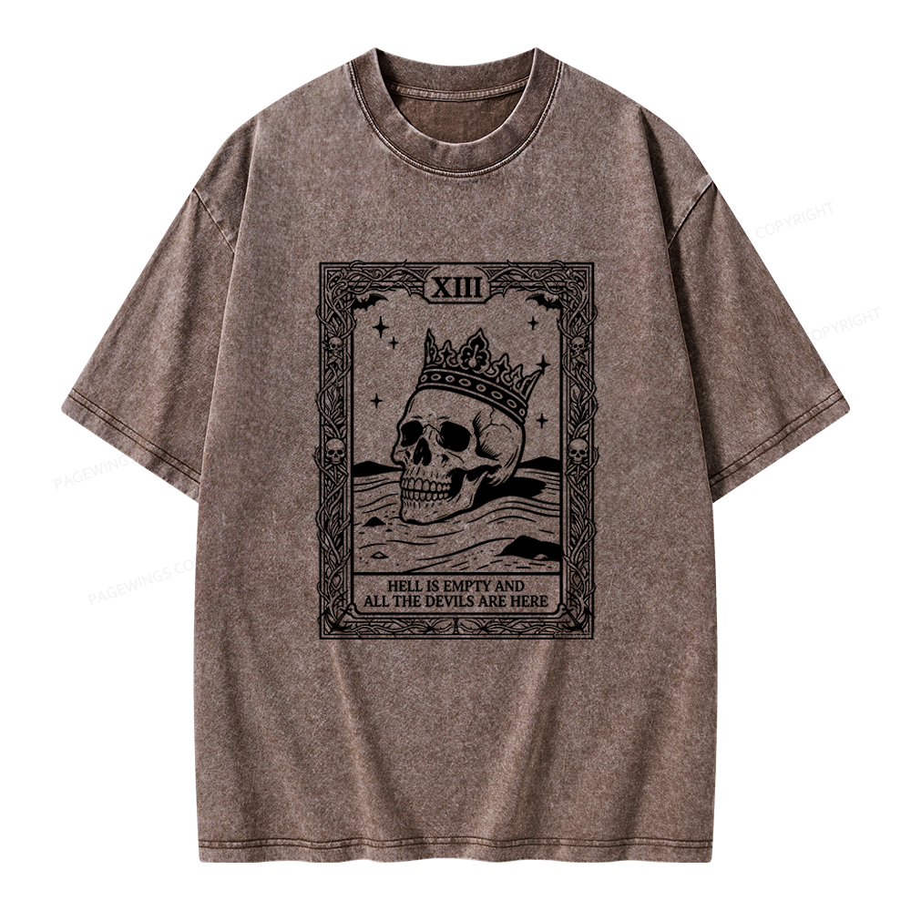 Pagewing Hell Is Empty And All The Devils Are Here Unisex Washed T-shirt