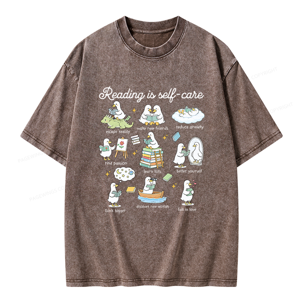 Pagewings Reading Is Self Care Unisex Washed T-shirt