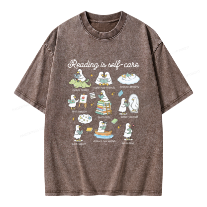 Pagewings Reading Is Self Care Unisex Washed T-shirt