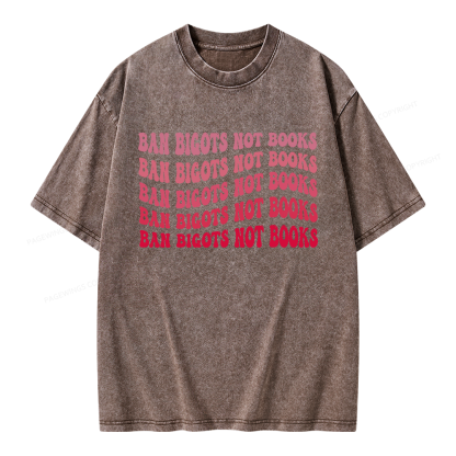 Pagewings Ban Bigots Not Books Unisex Washed T-shirt