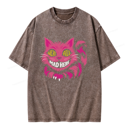 Pagewings We're All Mad Here Unisex Washed T-shirt