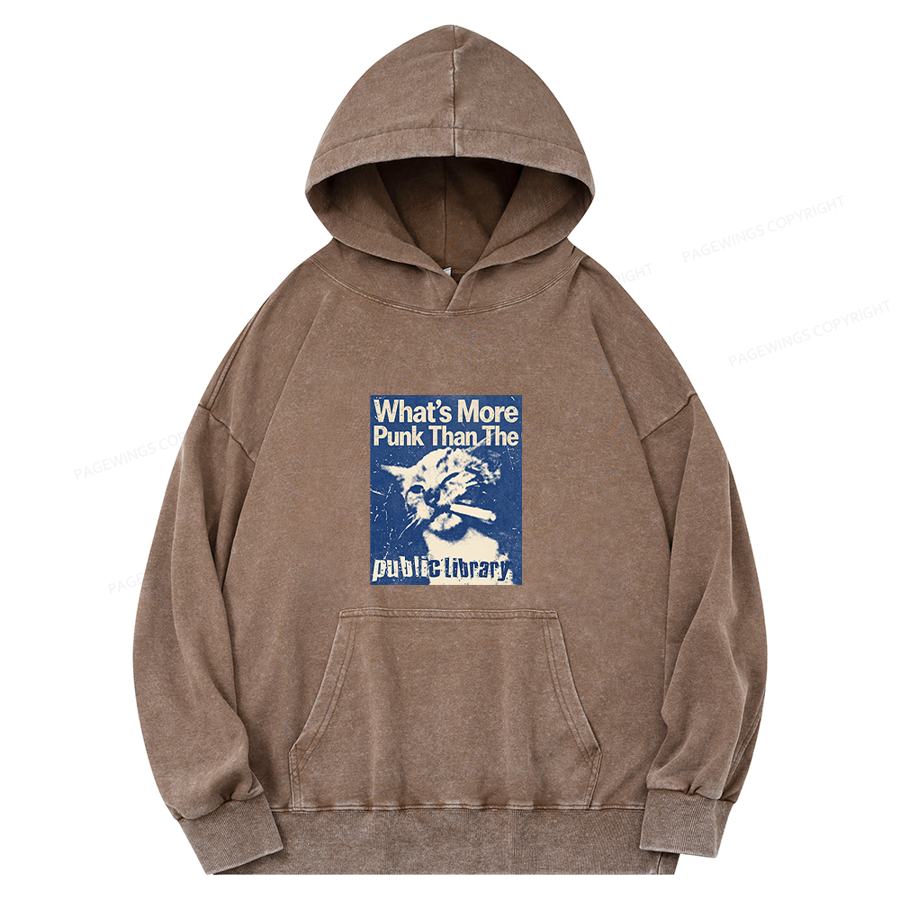 Pagewings What's More Punk Than The Public Library Unisex Washed Hoodie
