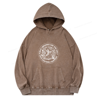 Pagewing Public Libraries16091 Book Unisex Washed Hoodie