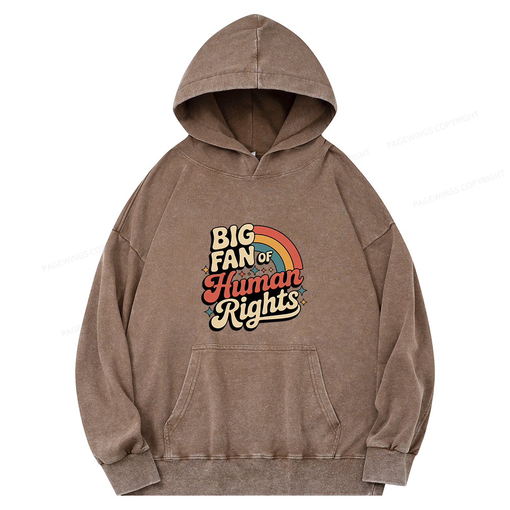 Pagewings Big Fan of Human Rights15448 Book Unisex Washed Hoodie