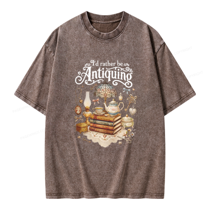 Pagewings I’d Rather Be Antiquing Unisex Washed T-shirt
