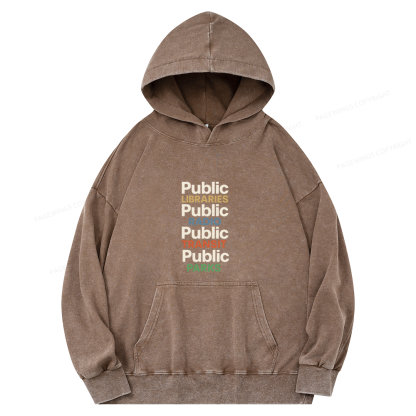 Pagewings Public Libraries15687 Book Unisex Washed Hoodie