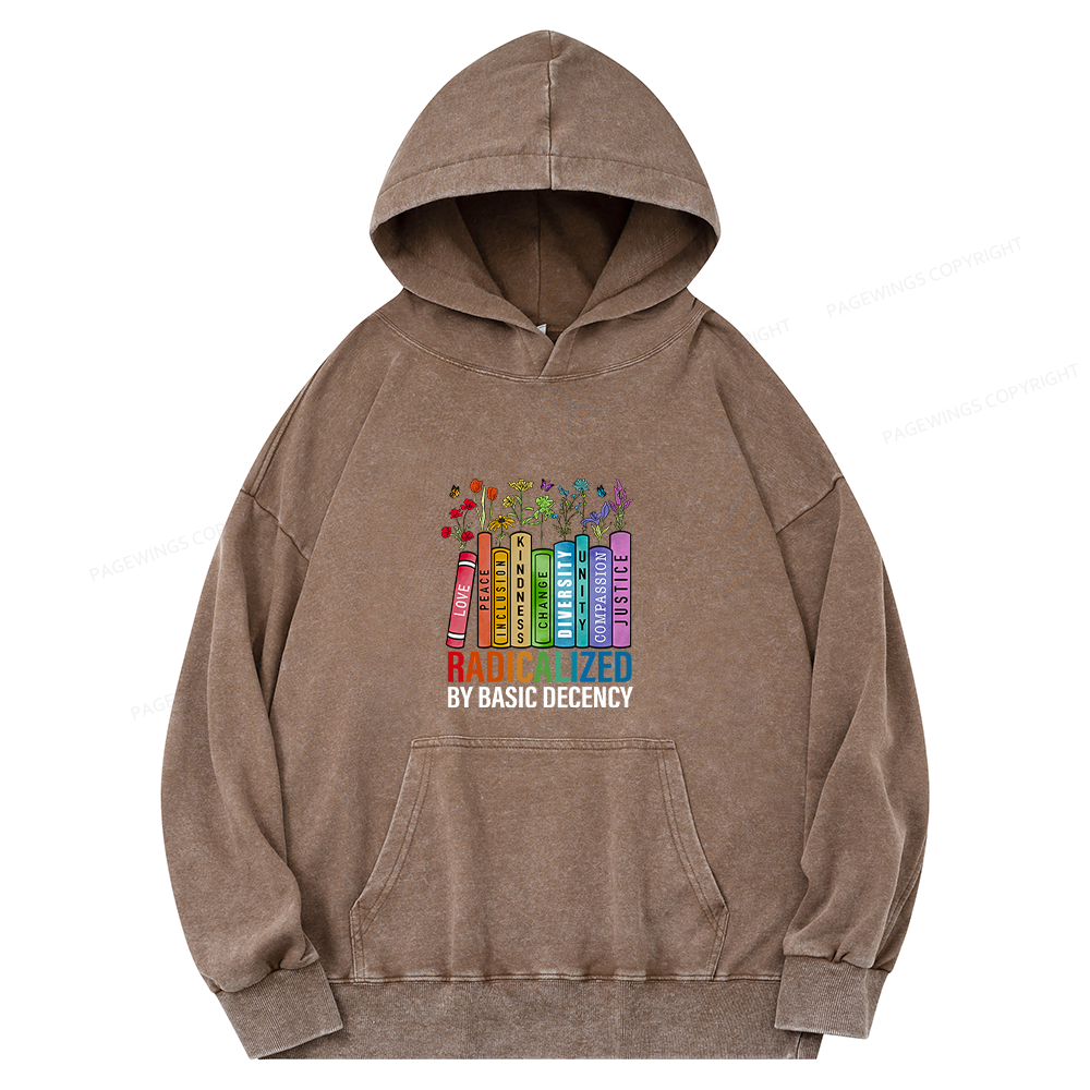 Pagewings Radicalized by Basic Decency14041 Book Unisex Washed Hoodie