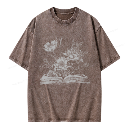 Pagewings Book and Flowers Unisex Washed T-shirt