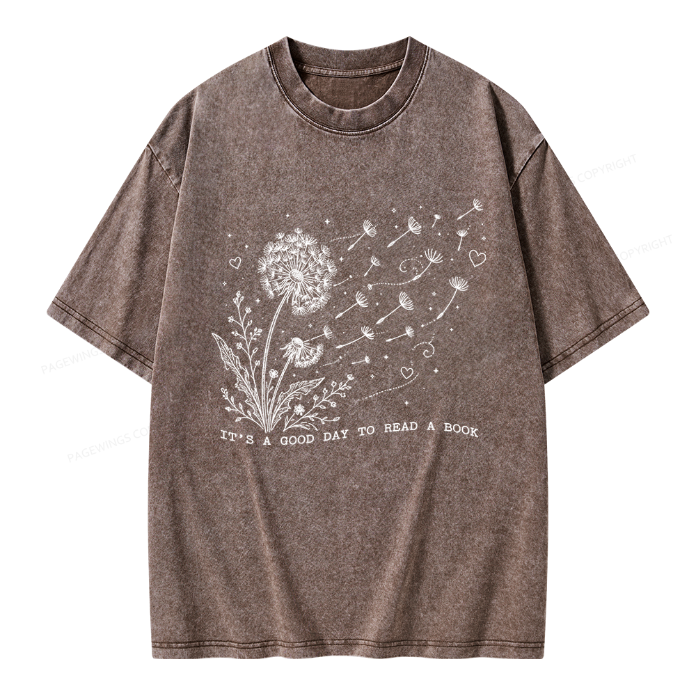 Pagewings It’s a Good Day to Read a Book Unisex Washed T-shirt