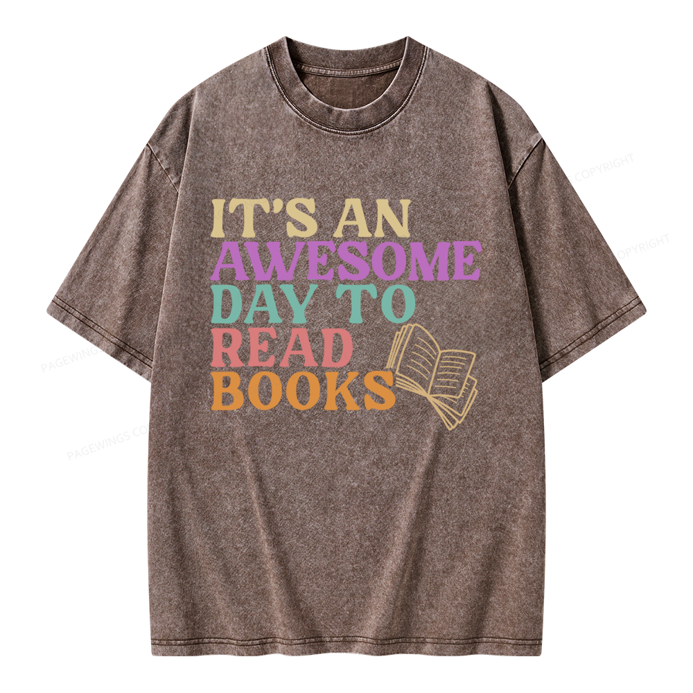 Pagewings Awesome Day To Read A Book Unisex Washed T-shirt