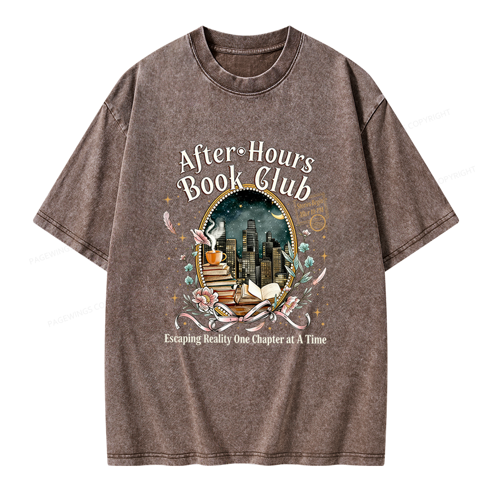 Pagewings After‑Hours Book Club Unisex Washed T-shirt