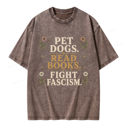 Pagewings Funny Anti Fascism Book Unisex Washed T-shirt