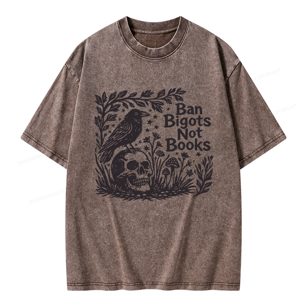 Pagewings Ban Bigots Not Books Unisex Washed T-shirt