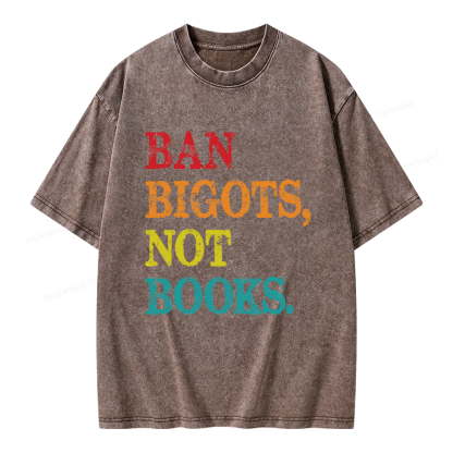 Pagewings Ban Bigots Not Books Unisex Washed T-shirt