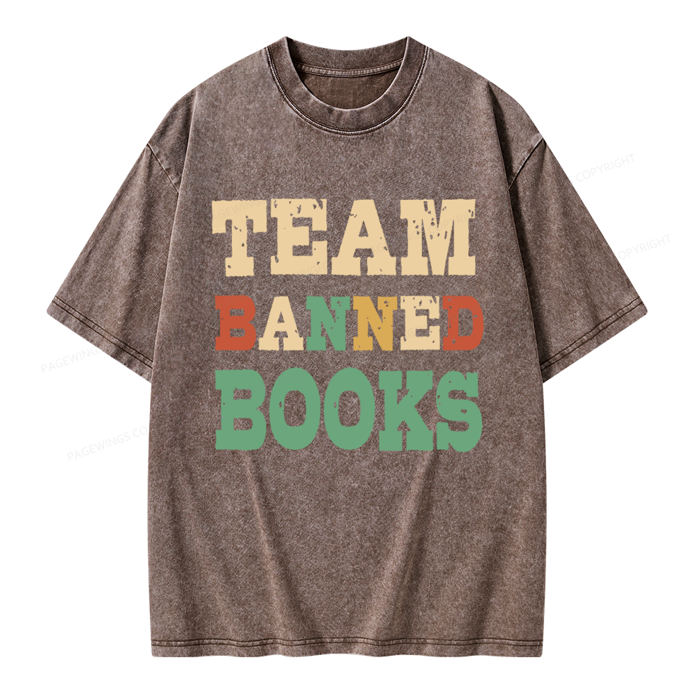Pagewings Funny Team Banned Books Unisex Washed T-shirt