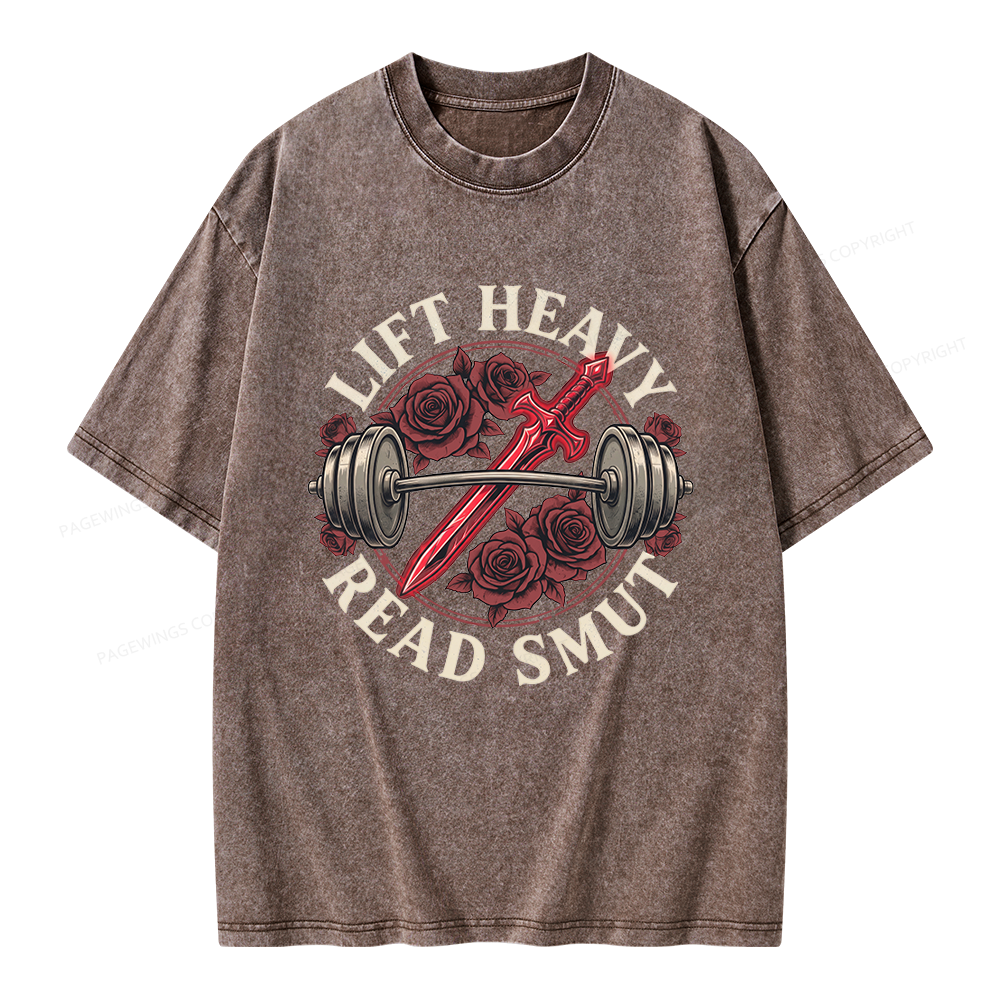Pagewings Lift Heavy Read Smut Unisex Washed T-shirt